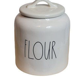 Rae Dunn Flour Canister White Ceramic Artisan Collection 8 Inches Tall